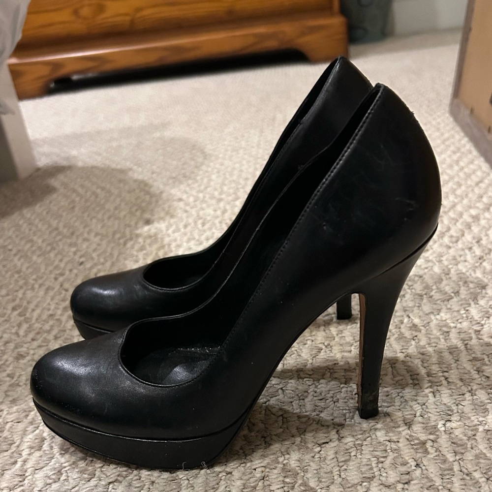 Cole Haan Black Leather Platform Stilettos